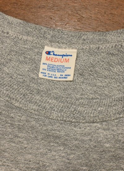 画像2: (クリックポスト185円も可) 80s Champion Tシャツ 無地 目無し アメリカ製 コットンポリ88/12 (杢グレー/M)ビンテージ トリコタグ