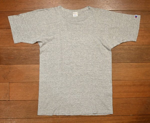 画像1: (クリックポスト185円も可) 80s Champion Tシャツ 無地 目無し アメリカ製 コットンポリ88/12 (杢グレー/M)ビンテージ トリコタグ (1)