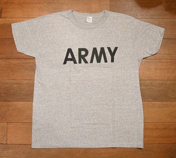 画像1: (クリックポスト185円も可) 80s Champion "US ARMY" Tシャツ アメリカ製 ポリコットン50/50 (杢グレー/M)ビンテージ 中古 (1)