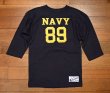 画像1: (クリックポスト185円も可) 80s Champion US NAVY フットボールTシャツ アメリカ製 コットン100 (NAVY/M)ビンテージ トリコタグ (1)