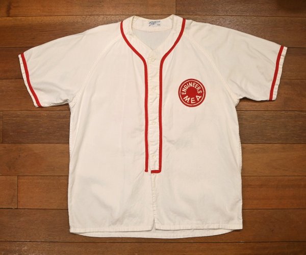 画像1: (クリックポスト185円も可)60s ALL STAR SPORTSWEAR ベースボールシャツ コットン(White×Red)ビンテージ (1)