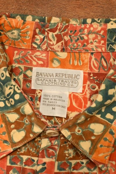 画像2: (クリックポスト185円も可) 80s BANANA REPUBLIC バナナリパブリック フローラル柄 半袖シャツ(Orange/M)ビンテージ