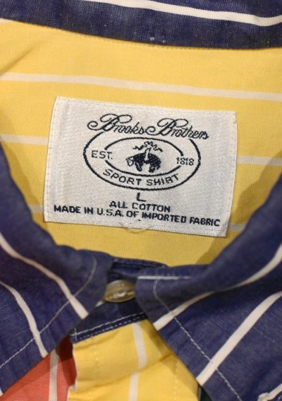 画像2: (クリックポスト185円も可) 80-90s Brooks Brothers ブルックスブラザーズ クレイジーパターン 半袖B.Dシャツ アメリカ製(L)ビンテージ