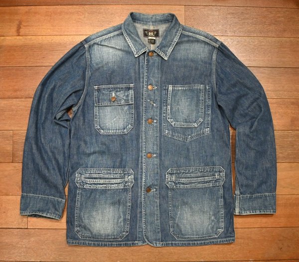 画像1: 00s RRL RALPHLAUREN ダブルアールエル ラルフローレン デニムカバーオールジャケット 日本製(M)ビンテージ  (1)