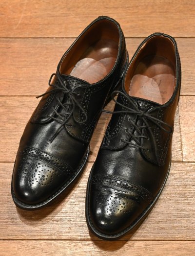 画像1: Allen Edmonds (アレンエドモンズ)  "STRAND"Cap-toe キャップトゥ セミブローグ(BLACK,9 1/2-D)アメリカ製 中古