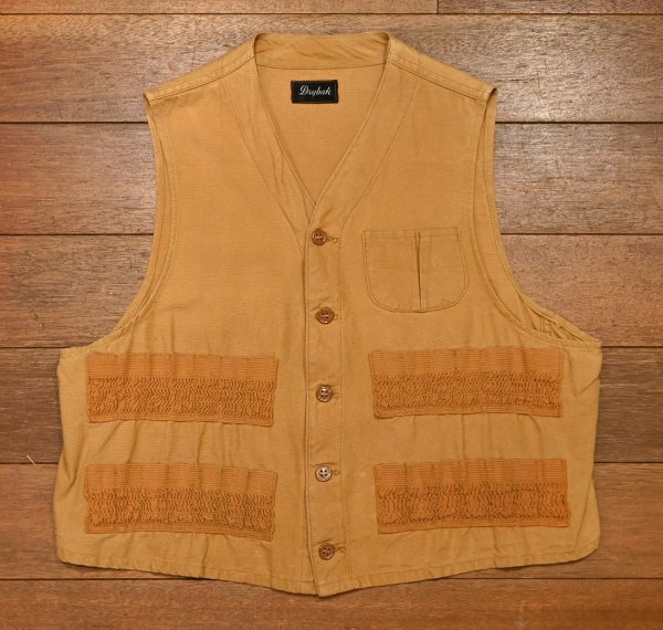 画像1: (クリックポスト185円も可)50s DRYBAK キャンバス ハンティングベスト(Baige)ビンテージ (1)