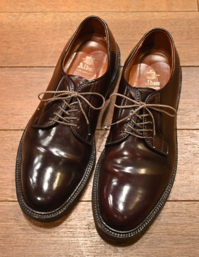 画像1: ALDEN オールデン 990 シェルコードバン プレーントゥ(Burgundy/9-D)箱有り  Horween Shell Cordovan