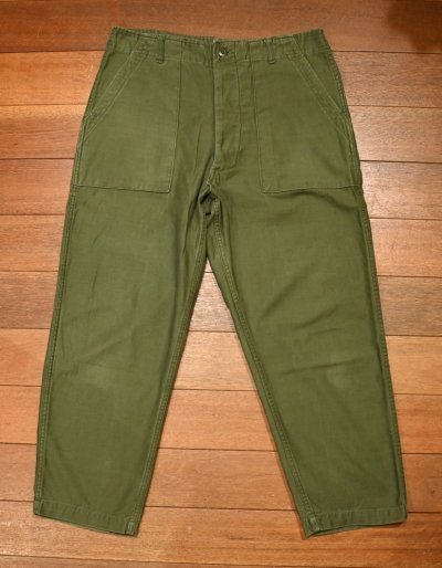 画像1: '73 U.S ARMY UTILITY TROUSERS コットンサテン ベイカーパンツ(表記W36L29 実寸W34L26.5) ビンテージ 中古