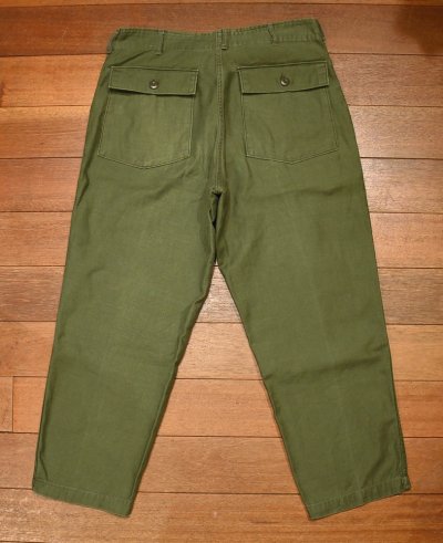 画像3: '73 U.S ARMY UTILITY TROUSERS コットンサテン ベイカーパンツ(表記W36L29 実寸W34L26.5) ビンテージ 中古