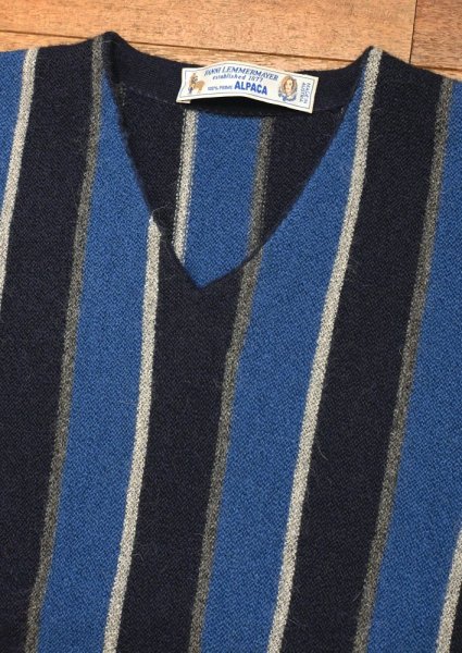 画像4: FANNI LEMMERMAYER ファニ・レママイヤー ALPACA BORDER VN PULLOVER(NAVY/BLUE) アルパカ100% 美中古 (4)