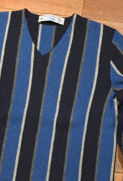 画像2: FANNI LEMMERMAYER ファニ・レママイヤー ALPACA BORDER VN PULLOVER(NAVY/BLUE) アルパカ100% 美中古 (2)