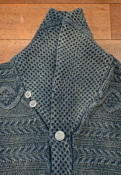 画像9: RRL INDIGO SHAWL COLLAR KNIT CARDIGAN インディゴ ショールカラーケーブル編み ニットカーディガン(INDIGO/M)中古 ダブルアールエル (9)
