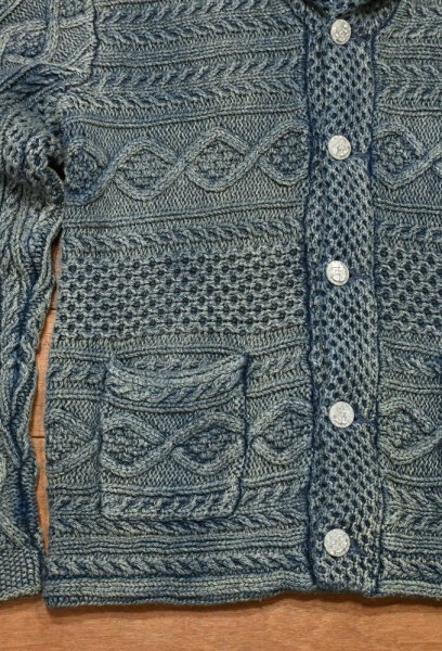 画像4: RRL INDIGO SHAWL COLLAR KNIT CARDIGAN インディゴ ショールカラーケーブル編み ニットカーディガン(INDIGO/M)中古 ダブルアールエル (4)