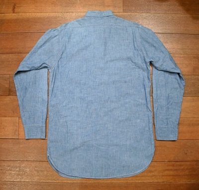 画像3: 40s US NAVY Chambray Shirts シャンブレーシャツ マチ付き 尿素ボタン 美中古 ビンテージ 大戦