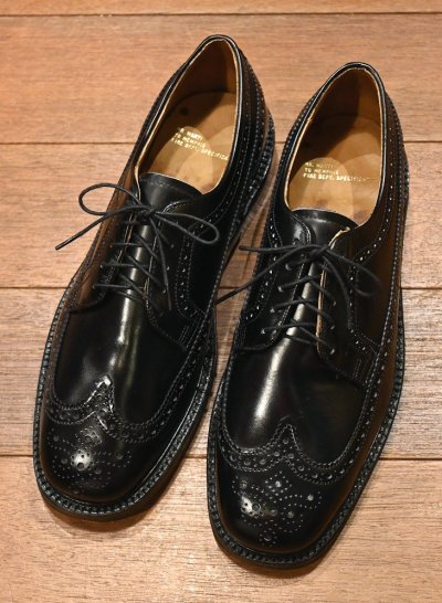 画像1: 80s DEADSTOCK MR.MARTI TO MEMPHIS FIRE DEPT ロングウィングチップ レザーシューズ(BLACK/8.5 M)箱入りデッドストック