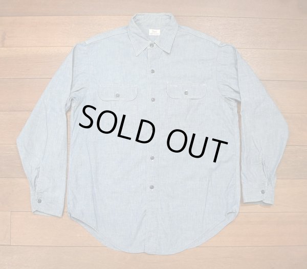 画像1: (クリックポスト185円も可) 60s Sears シャンブレーシャツ 猫目ボタン 美品 (Lくらい)ビンテージ (1)