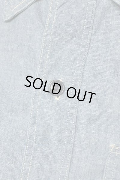 画像7: (クリックポスト185円も可) 60s Sears シャンブレーシャツ 猫目ボタン 美品 (Lくらい)ビンテージ (7)