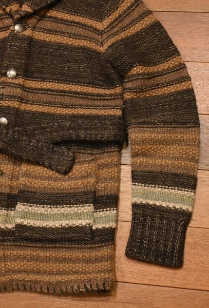 画像3: RRL ショールカラー ニットロングカーディガン ガウン コンチョボタン ウール/リネン(BROWN/XS)美中古 ダブルアールエルラルフローレン (3)