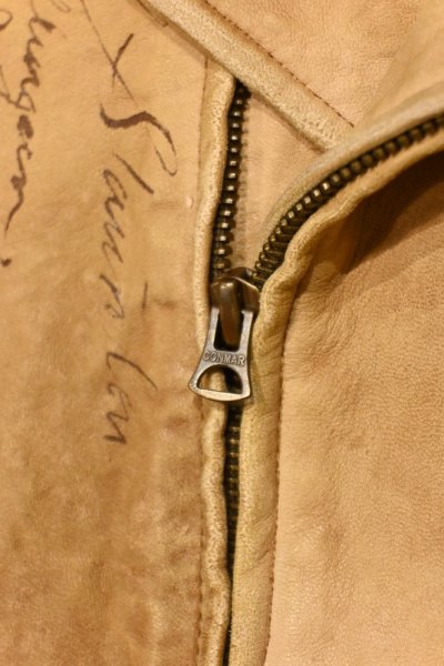 画像19: PoloRalphlauren ポロラルフローレン ディアスキン 鹿革 ダブル ライダースジャケット ビンテージ加工(BEIGE/L)ビンテージ 中古 (19)