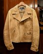 画像1: PoloRalphlauren ポロラルフローレン ディアスキン 鹿革 ダブル ライダースジャケット ビンテージ加工(BEIGE/L)ビンテージ 中古 (1)