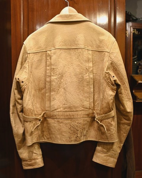画像9: PoloRalphlauren ポロラルフローレン ディアスキン 鹿革 ダブル ライダースジャケット ビンテージ加工(BEIGE/L)ビンテージ 中古 (9)