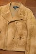 画像14: PoloRalphlauren ポロラルフローレン ディアスキン 鹿革 ダブル ライダースジャケット ビンテージ加工(BEIGE/L)ビンテージ 中古 (14)