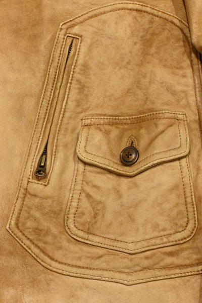 画像18: PoloRalphlauren ポロラルフローレン ディアスキン 鹿革 ダブル ライダースジャケット ビンテージ加工(BEIGE/L)ビンテージ 中古 (18)