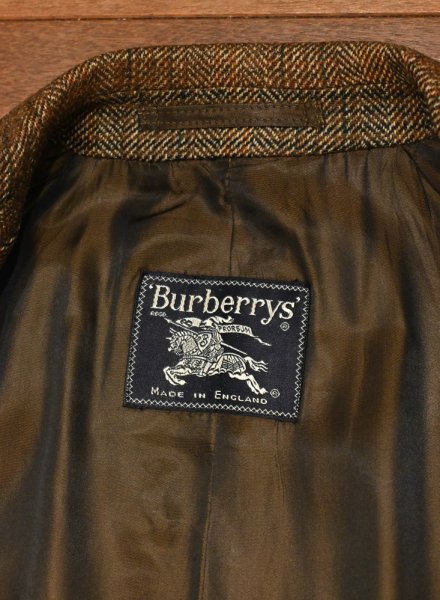 画像11: 70-80s Burberry's バーバリー グレンプレイド+ヘリンボーンツイード コート(Brown/S)イングランド製 ビンテージ (11)
