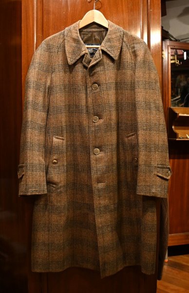 画像1: 70-80s Burberry's バーバリー グレンプレイド+ヘリンボーンツイード コート(Brown/S)イングランド製 ビンテージ (1)