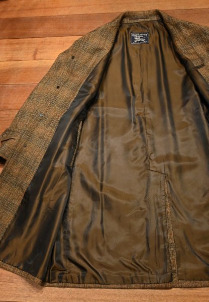 画像9: 70-80s Burberry's バーバリー グレンプレイド+ヘリンボーンツイード コート(Brown/S)イングランド製 ビンテージ (9)