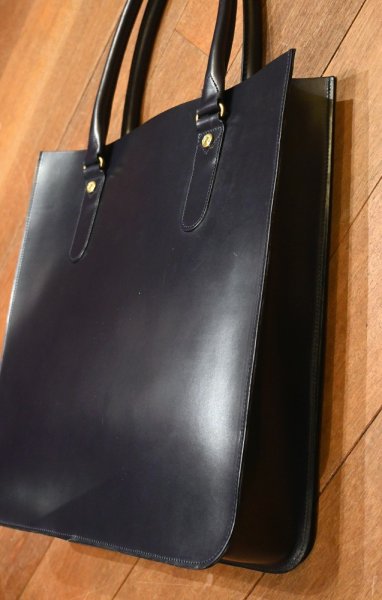 画像6: GLENROYAL グレンロイヤル フルブライドルレザー 2ハンドルトートバッグ スコットランド製(DARK BLUE)美中古 ネイビー (6)