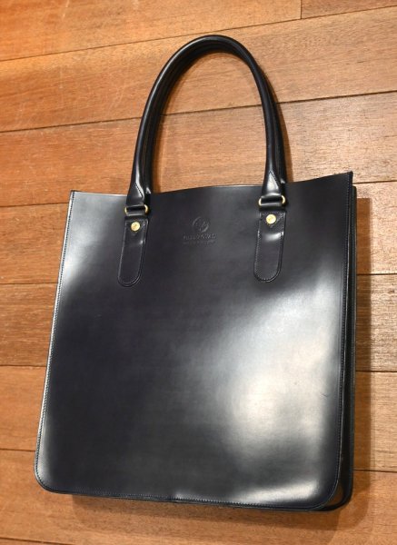 画像1: GLENROYAL グレンロイヤル フルブライドルレザー 2ハンドルトートバッグ スコットランド製(DARK BLUE)美中古 ネイビー (1)