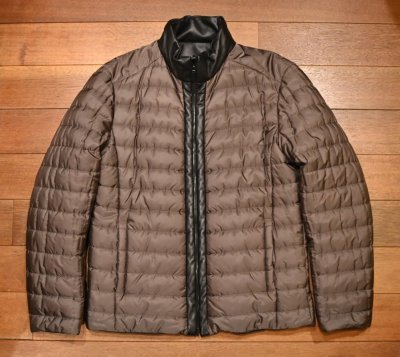 画像2: ALTACRUNA(アルタクルーナ)リバーシブル ラムレザー×ナイロン 中綿ジャケット イタリア製(Black×Brown/50)美中古