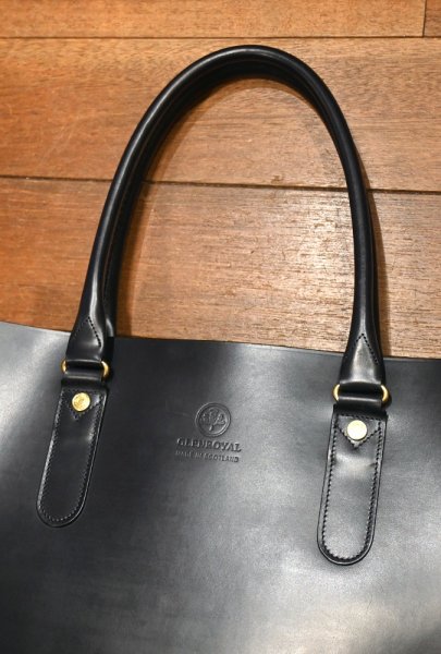 画像2: GLENROYAL グレンロイヤル フルブライドルレザー 2ハンドルトートバッグ スコットランド製(DARK BLUE)美中古 ネイビー (2)
