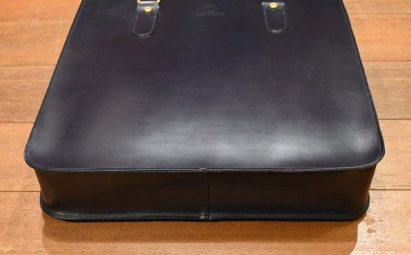 画像4: GLENROYAL グレンロイヤル フルブライドルレザー 2ハンドルトートバッグ スコットランド製(DARK BLUE)美中古 ネイビー (4)