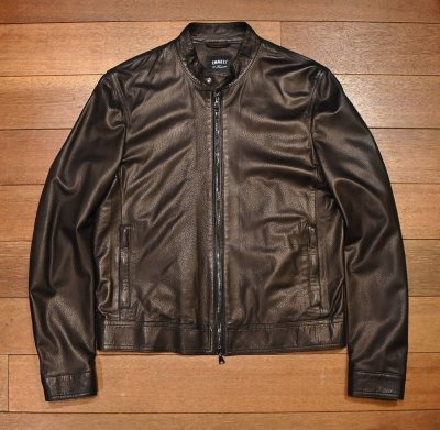 画像1: EMMETI(エンメティ) ラムスキン ライダースジャケット イタリア製(BLACK/50)羊革 美中古