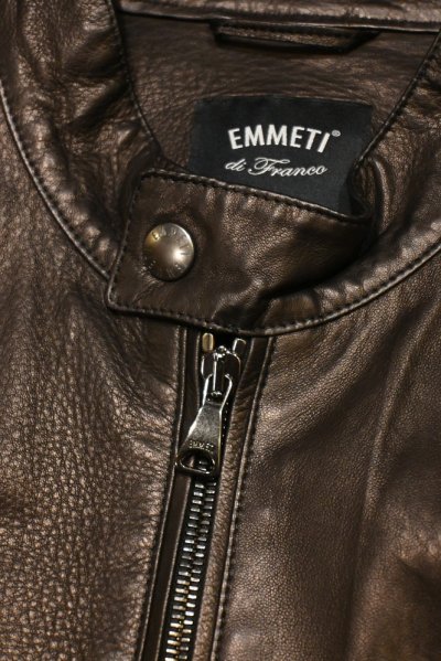 画像2: EMMETI(エンメティ) ラムスキン ライダースジャケット イタリア製(BLACK/50)羊革 美中古
