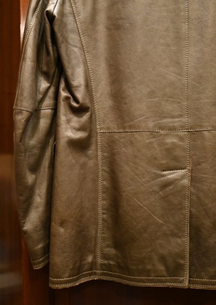 画像7: GIMO's レザーテイラードジャケット イタリア製(BROWN/48)美中古 (7)