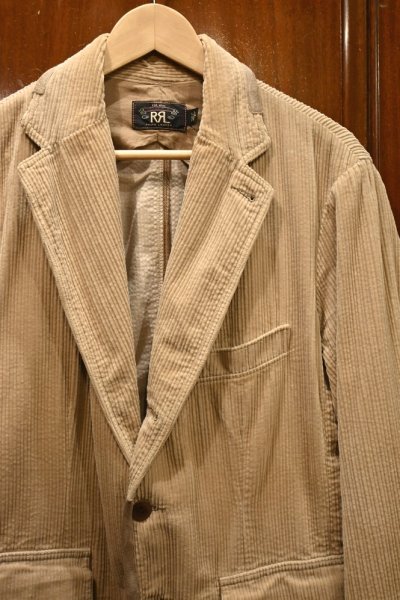 画像2: RRL RALPHLAUREN コーデュロイ テイラードジャケット レザーエルボーパッチ+ツギハギ(Beige/M)ダブルアールエルラルフローレン 中古 (2)