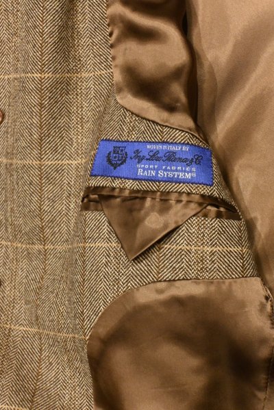 画像3: BROOKS BROTHERS LORO PIANA ヘリンボーン+ウインドウペイン コート イタリア製(Brown/38-Short) 美中古ブルックスブラザーズ ロロピアーナ 