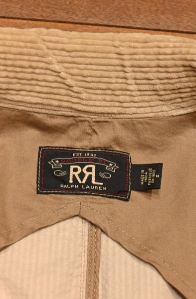 画像13: RRL RALPHLAUREN コーデュロイ テイラードジャケット レザーエルボーパッチ+ツギハギ(Beige/M)ダブルアールエルラルフローレン 中古 (13)