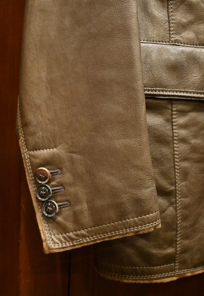 画像3: GIMO's レザーテイラードジャケット イタリア製(BROWN/48)美中古 (3)