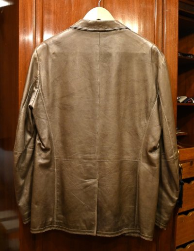 画像3: GIMO's レザーテイラードジャケット イタリア製(BROWN/48)美中古