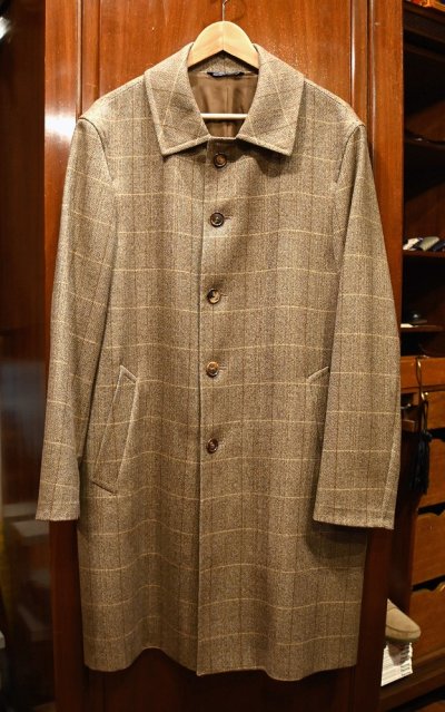 画像1: BROOKS BROTHERS LORO PIANA ヘリンボーン+ウインドウペイン コート イタリア製(Brown/38-Short) 美中古ブルックスブラザーズ ロロピアーナ 