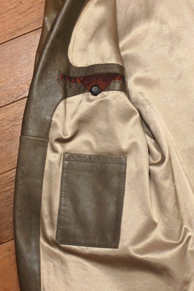 画像9: GIMO's レザーテイラードジャケット イタリア製(BROWN/48)美中古 (9)