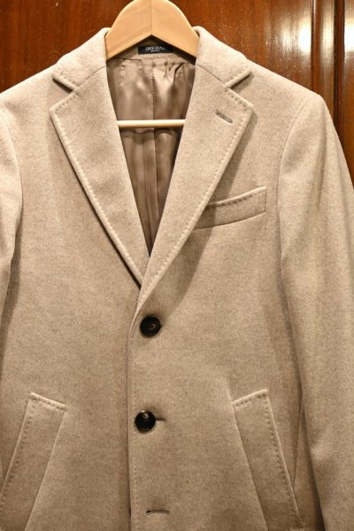 画像2: ラベル付き未使用品 BRERAS(ブレラス)"DUBLINO"カシミヤ混メルトン チェスターコート(Beige/44)イタリア製サルトリア (2)