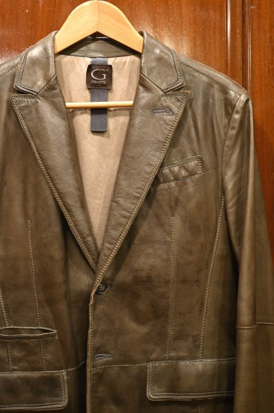 画像2: GIMO's レザーテイラードジャケット イタリア製(BROWN/48)美中古 (2)