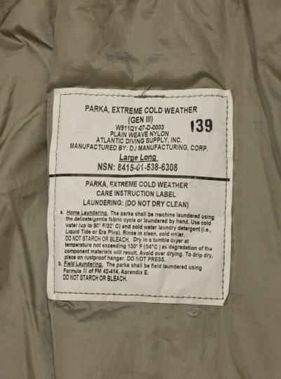 画像2: '07 ECWCS GEN3 LEVEL7 DJ MANUFACTURING,CORP製 プリマロフトジャケット (L-LONG) ビンテージ