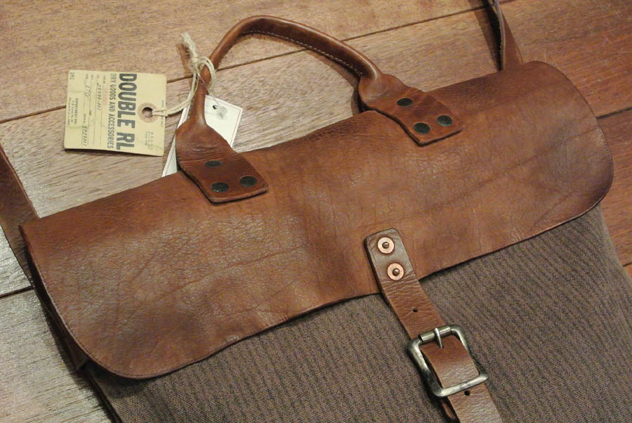 RRL MILITARY LEATHER SHOULDER BAG