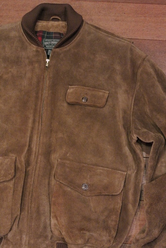 POLO COUNTRY vintage スウェードレザー ジャケット RRL袖背中等にシミ汚れ箇所あり